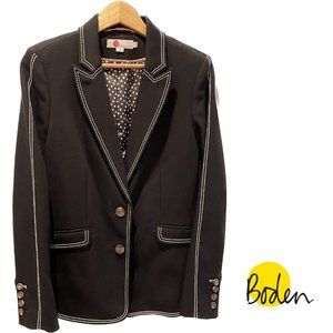 Boden Black Blazer with White Stitching | Size 10